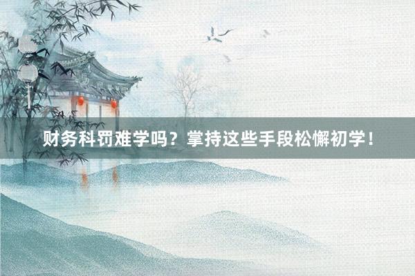 财务科罚难学吗？掌持这些手段松懈初学！